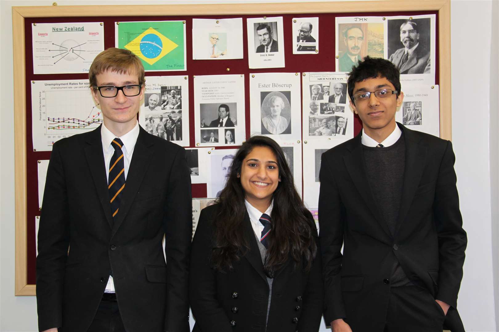Three of the team members who will be competing in the national final from Sevenoaks School