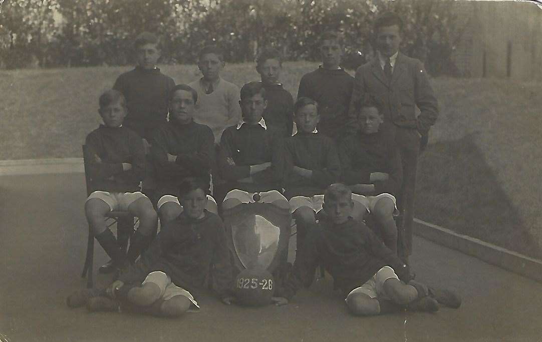 The Westborough team: winners of the 1925/26 Schools Championship, with young Bert sitting second from right