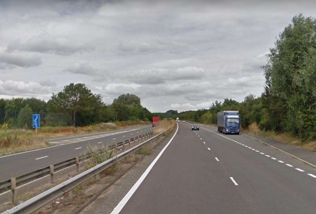 The A2 has been shut near the A28 for Canterbury. Picture: Google