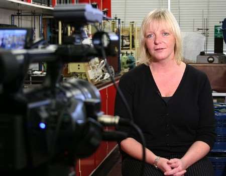 Ruth Kay, course tutor for the new Diploma in Engineering at MidKent, shines in her on-camera interview
