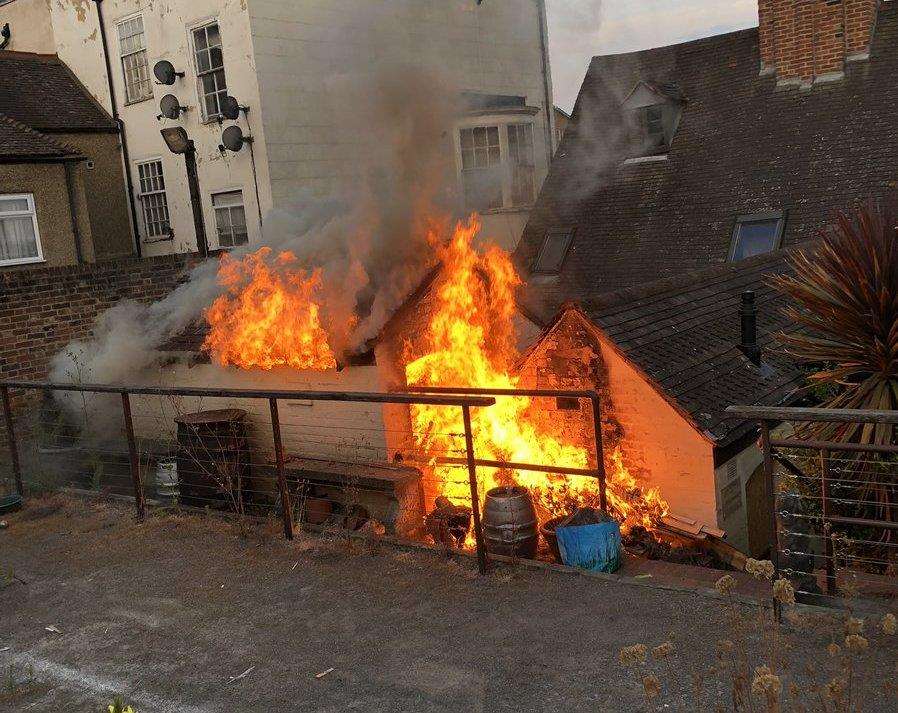 The blaze started in an outbuilding of the derelict pub