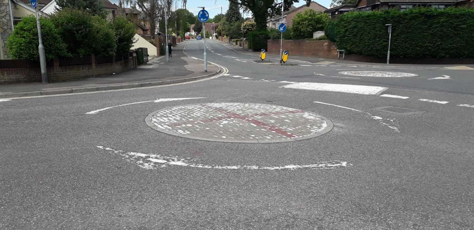 The roundabouts have been painted with a red St George's cross