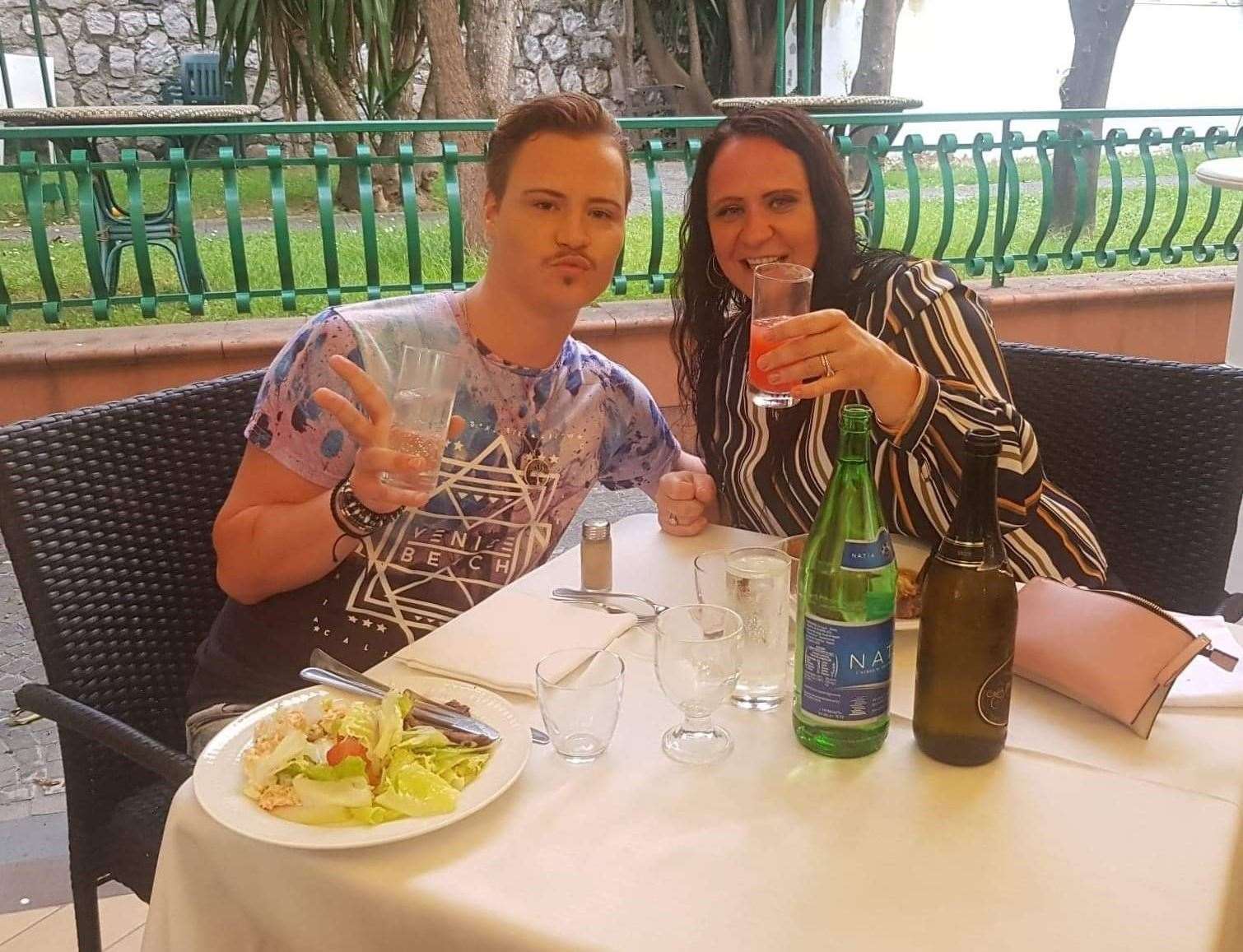 Tommy Thwaites and his mum Claire Fry on their last holiday together in Italy