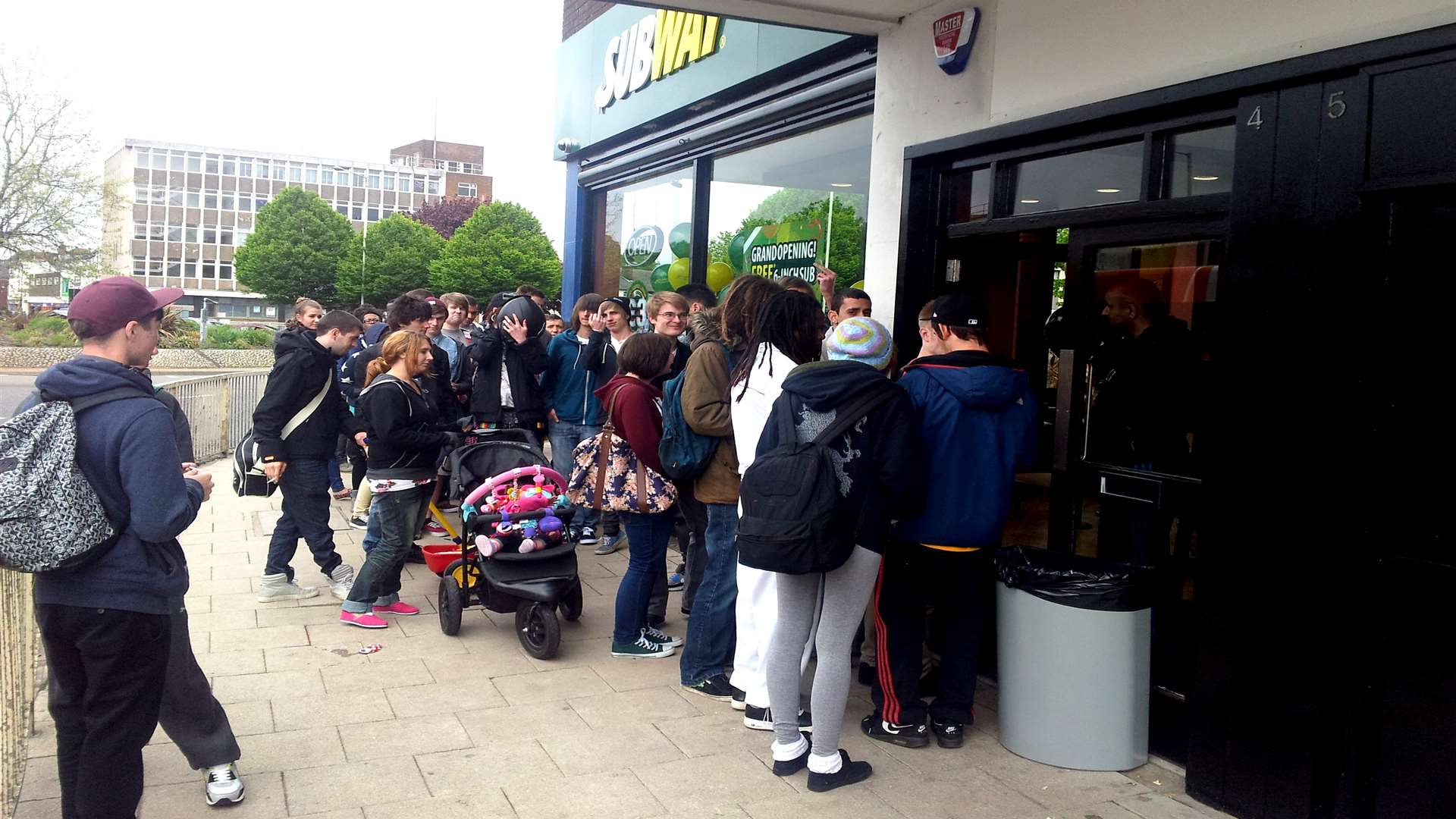 People queued for up to an hour to get a free Subway at the new takeaway