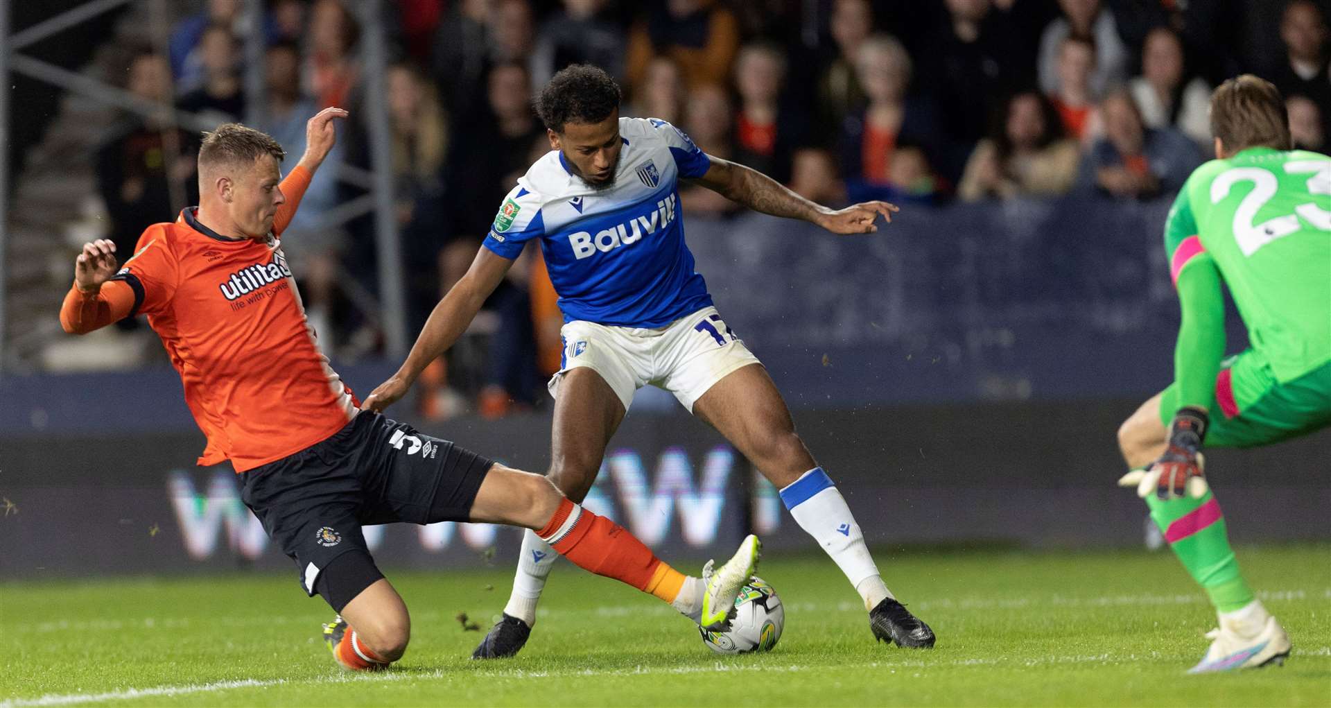 Jayden Clarke turned on the style at Kenilworth Road on Tuesday. Picture: @Julian_KPI