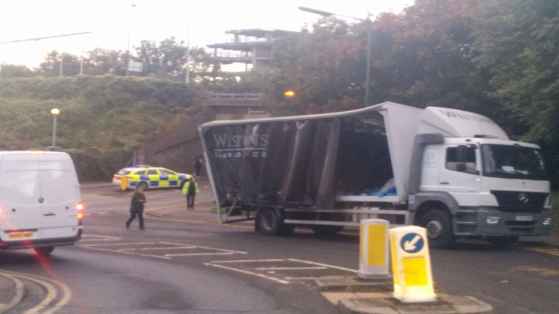 The lorry hit a railway bridge at the junction of Overy Street and Mill Pond Road in Dartford. Picture: Matt Wright