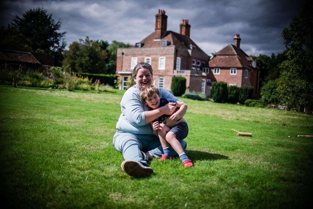 Camilla Baker, the great granddaughter of British architect Herbert Baker, lives on the grounds of Owletts with her son Henry. Photo: Camille Baker