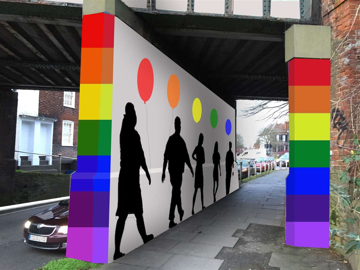 One idea for how the bridge could look once transformed. Picture: Colourful Canterbury