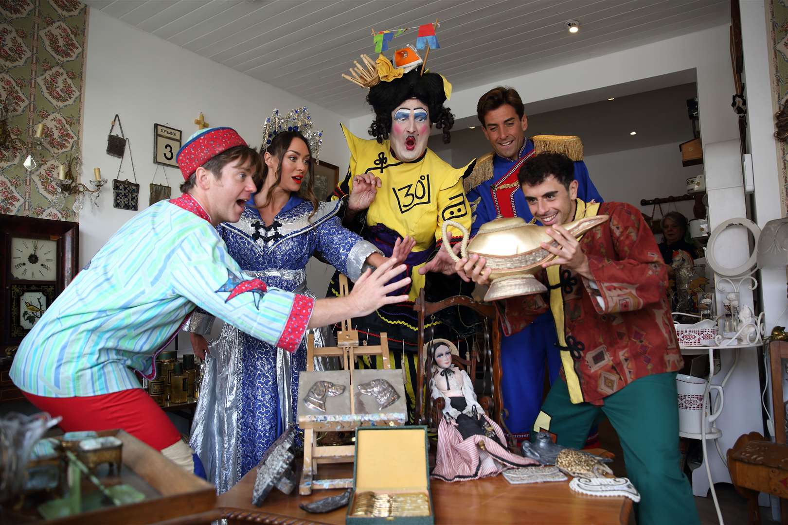 The Aladdin panto cast from Gravesend’s Woodville has been raiding nearby shops in search of an old magic lamp