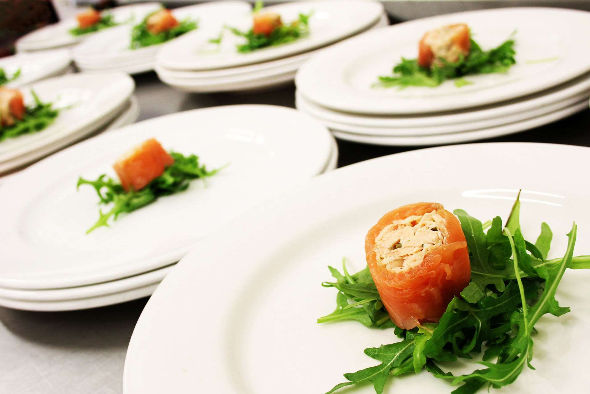Smoked salmon roulades - small portions ruled in the Nineties
