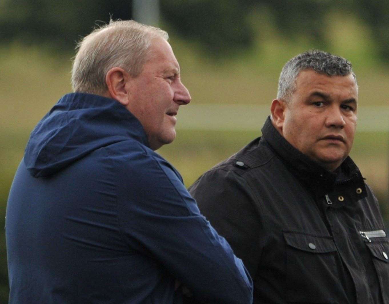 Maidstone United manager Hakan Hayrettin with assistant boss Terry Harris Picture: Steve Terrell