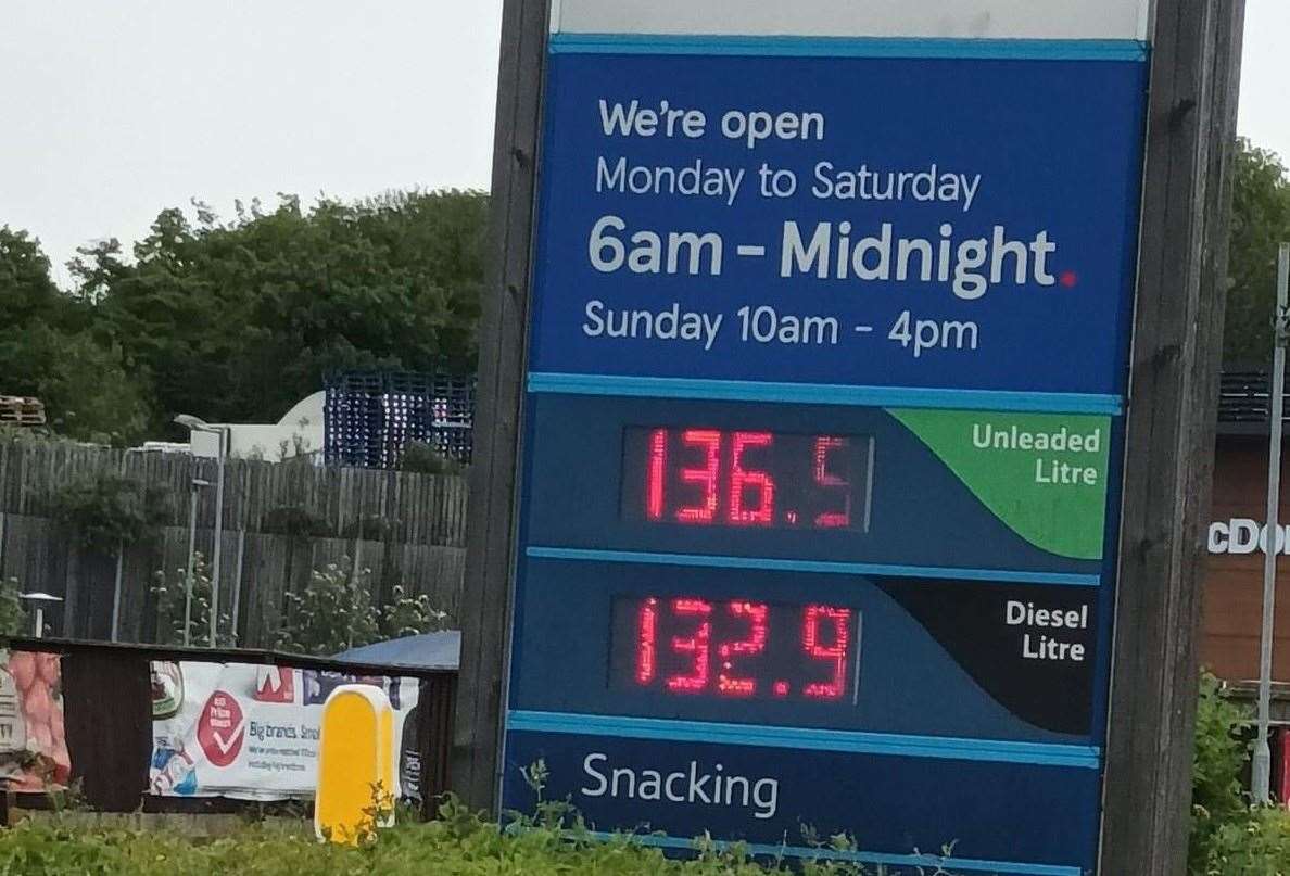 Tesco Gillingham’s petrol prices. Picture: Colin John Mortimer