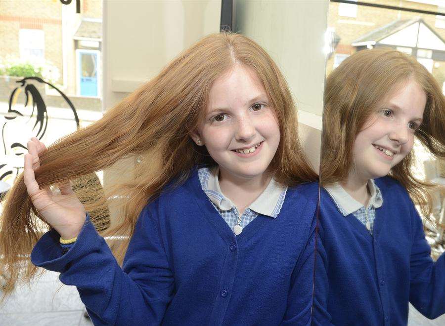 Bethany Ward, 11 before the charity hair cut at Canvas Hairdressers in West Street, Sittingbourne