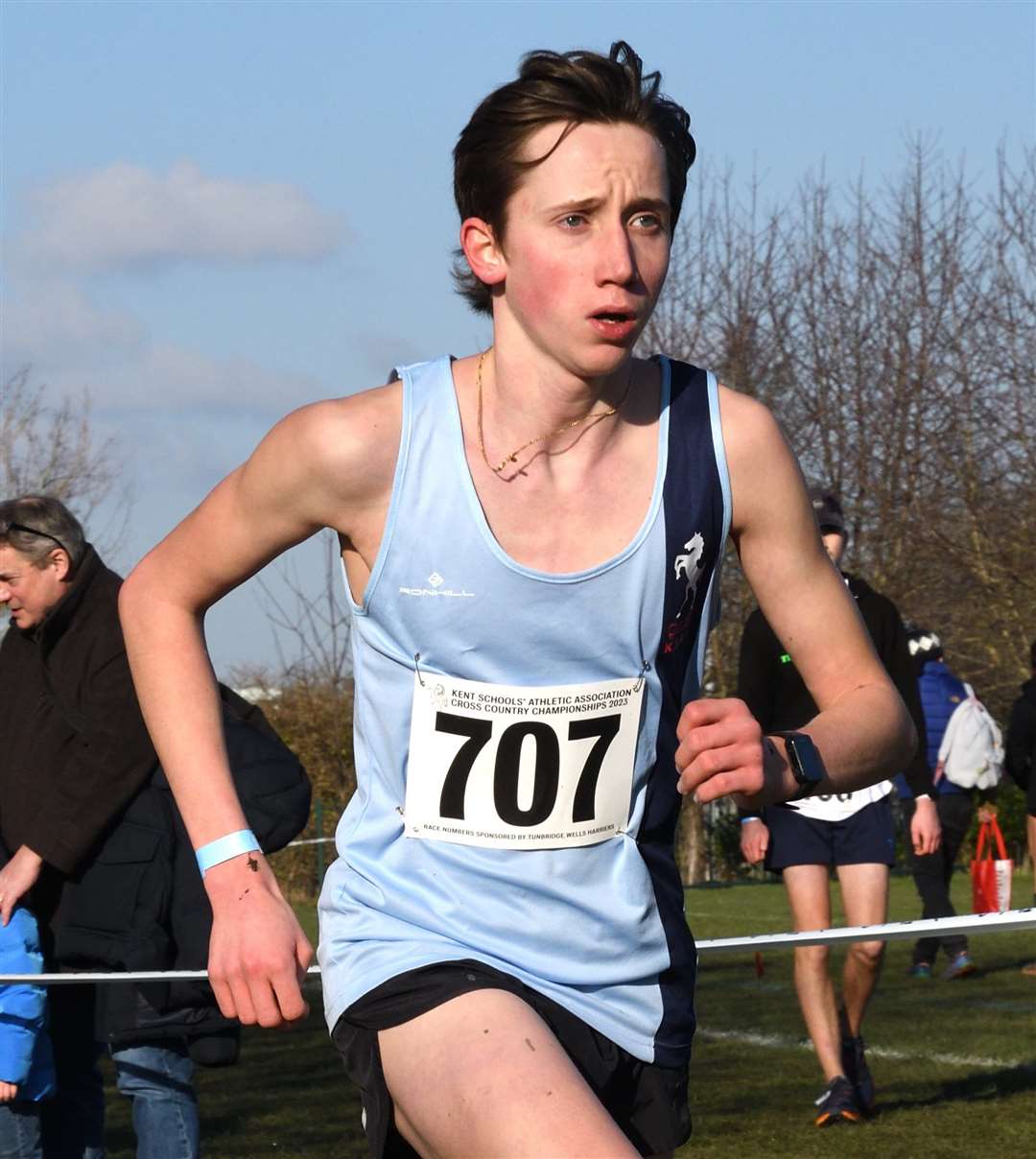 Robin Bebbington flies the flag for the Bromley district in the senior boys' category. Picture: Simon Hildrew (62006074)