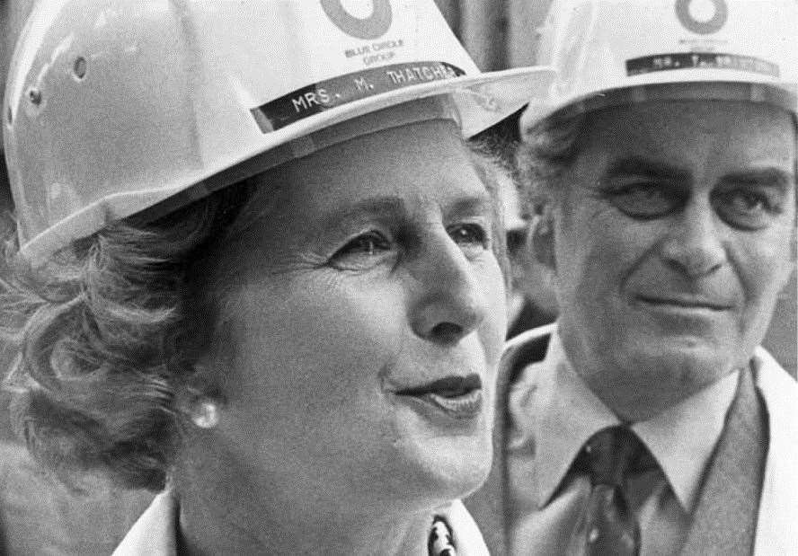 Margaret Thatcher on a visit to Blue Circle's Northfleet cement works in 1978