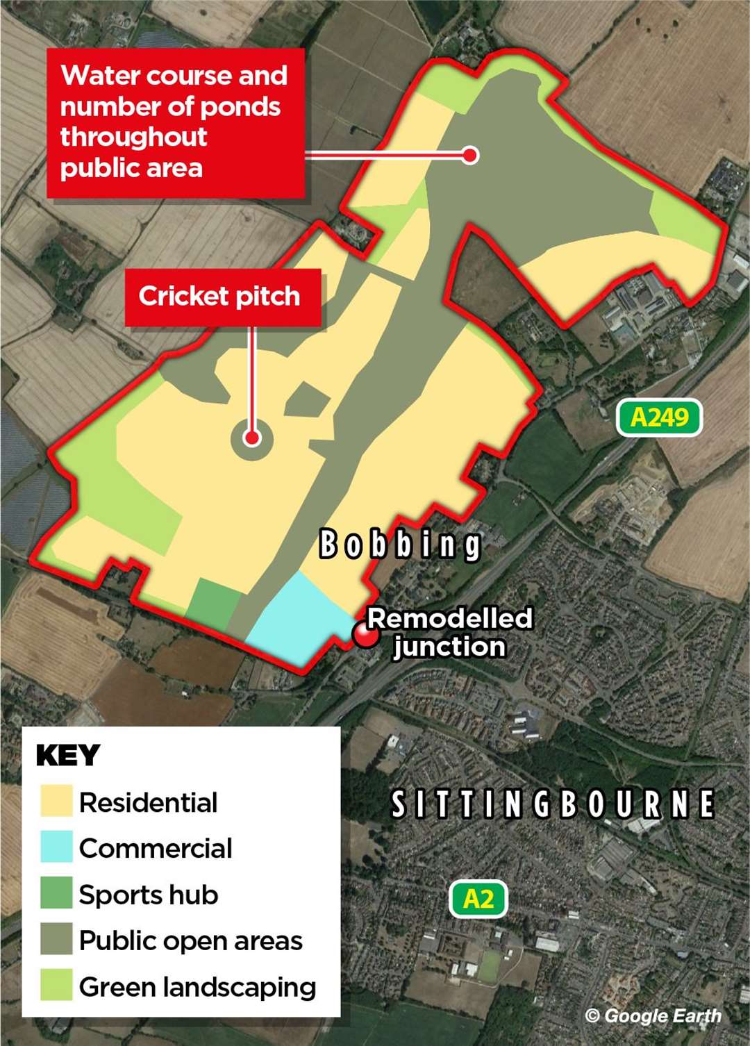 Masterplan reveals layout for the proposed Bobbing Garden Village near Sittingbourne