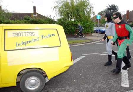 "Batman and Robin" arrive for their last day before GCSEs. Picture: BARRY GOODWIN