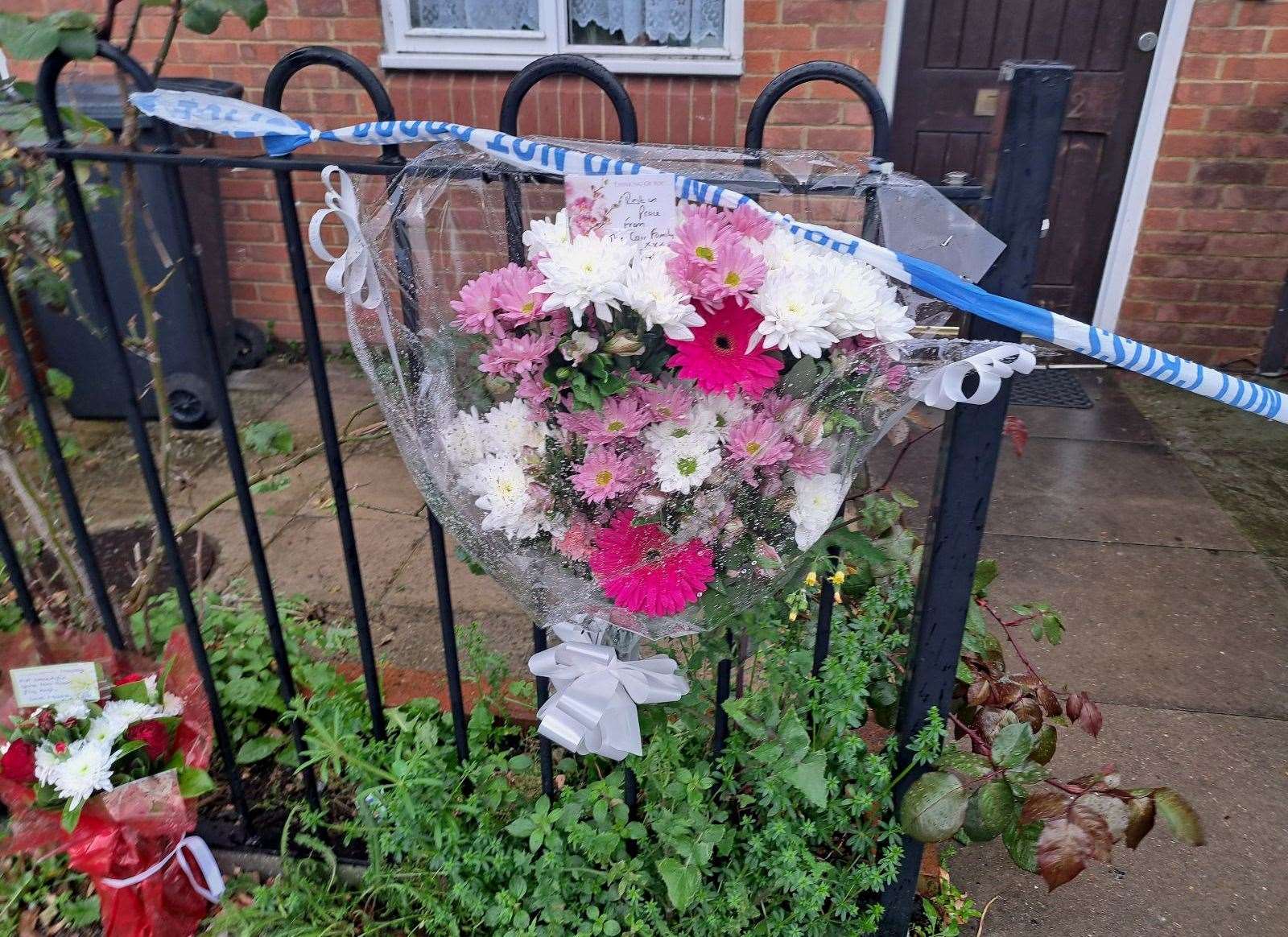 Tributes left in Priory Road, Dartford