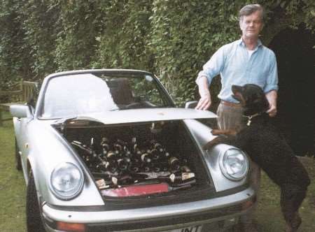 Alan Clark at Saltwood with his Porsche 911 full of wine