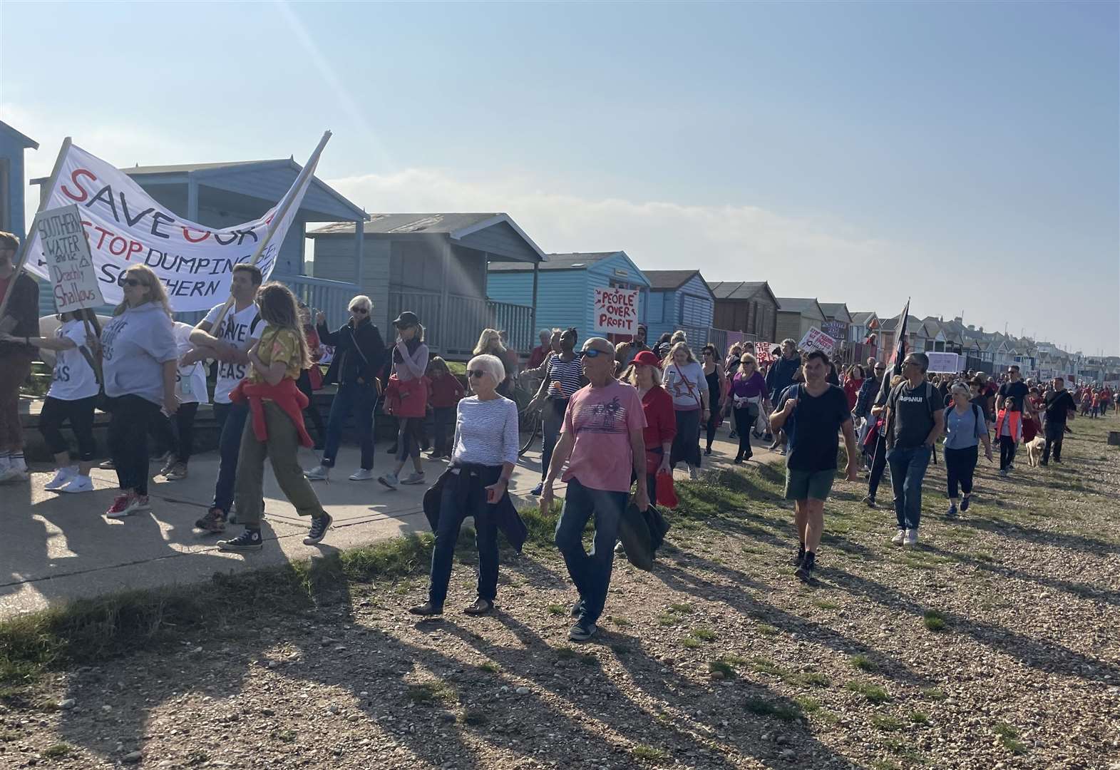 Hundreds of people marched in Whitstable earlier this month to call on Southern Water to stop discharging sewage into the sea. Picture: SOS Whitstable