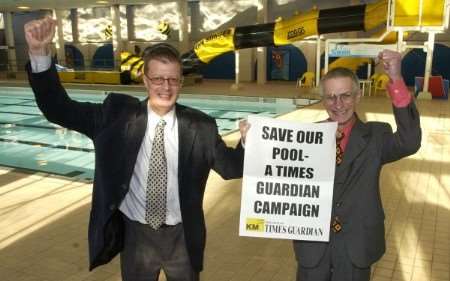 Duncan Marsh and Ian Smart celebrate saving Sheerness public swimming pool