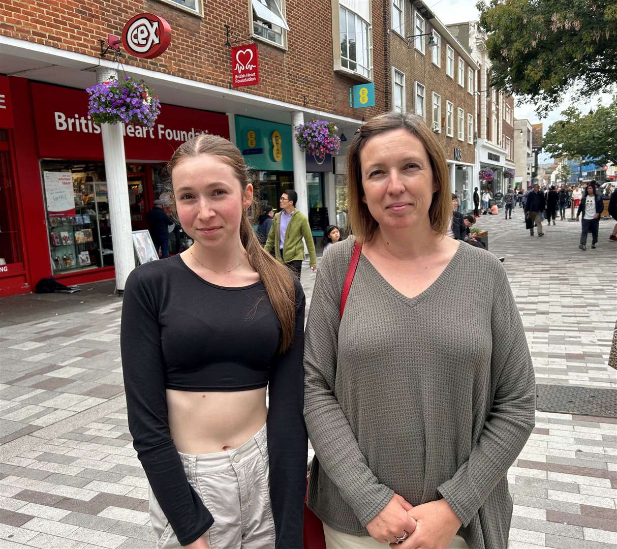 Beth Wells, pictured with daughter Imogen in Canterbury city centre, says she avoids walking by herself in open spaces or woodland