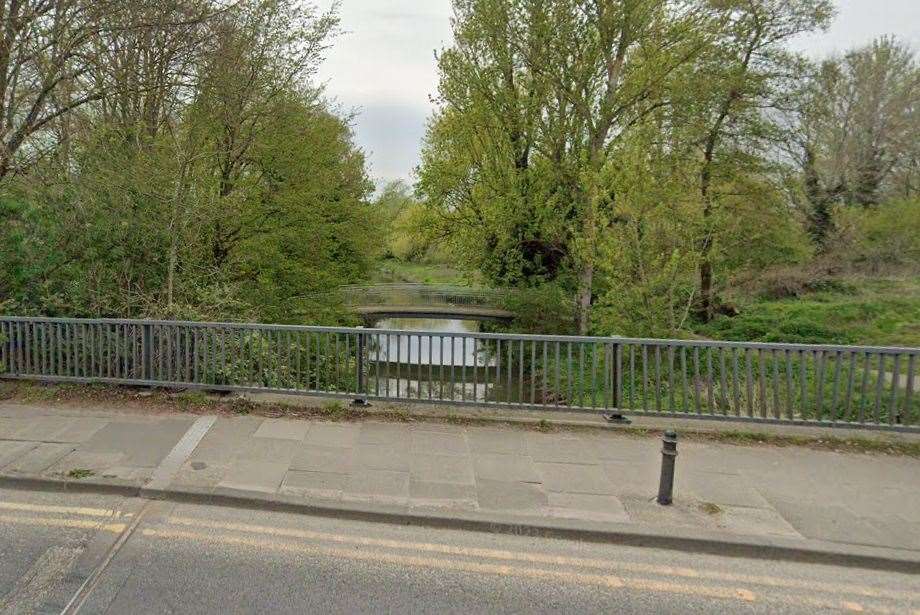 Police were called to the footbridge between Tannery Field and Bingley Court, Canterbury, on Sunday afternoon. Picture: Google