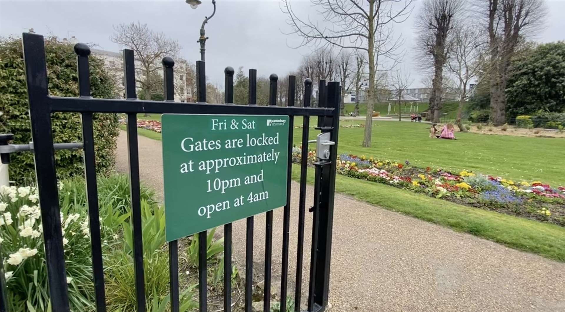 There are plans for gates into the Canterbury park to be locked on weekend nights on a permanent basis