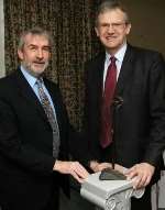 PRIZED: Richard King and Peter Darby with the Dragonfly Award