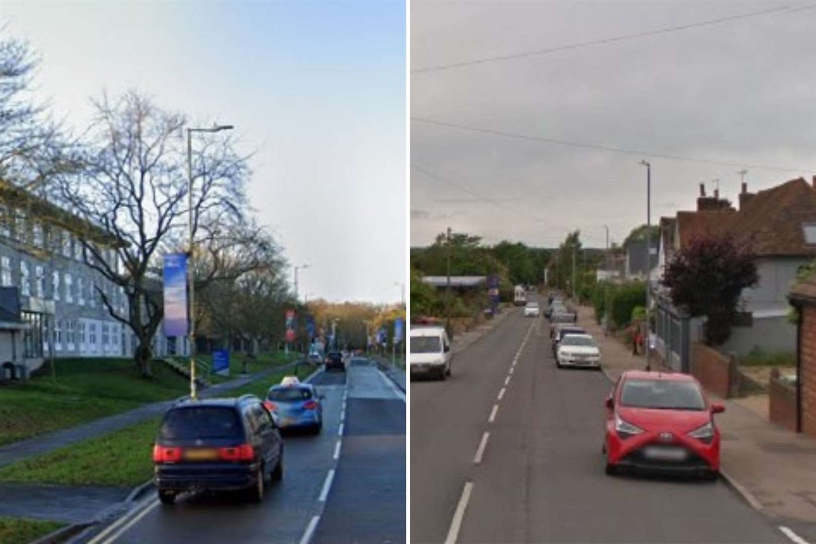 Giles Lane in Canterbury and The Street in Boughton-under-Blean fall within the parts of Kent where more than 40% of adults have not yet had a jab. Pictures: Google Street View