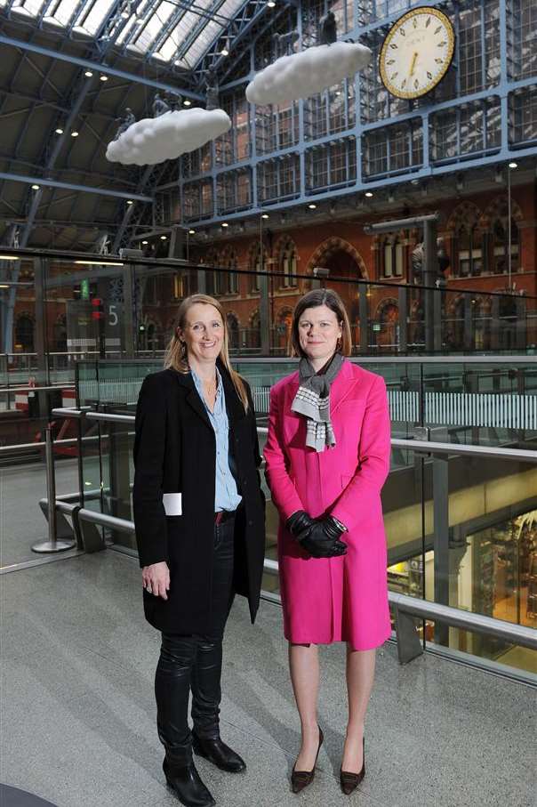 The new cloud sculpture by British-born artist Lucy Orta and her husband Jorge that has been unveiled at St Pancras International station
