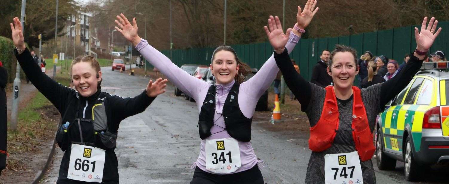 Happy finishers Lauren Jeffery, Elspeth Denyer and Kelly Large