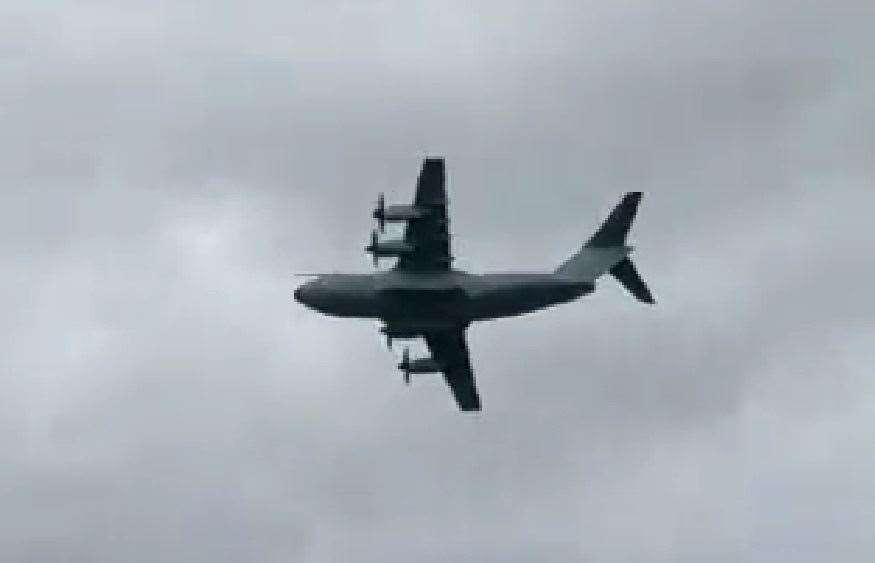 An RAF A400 Atlas flew over Brabourne near Ashford earlier today. Picture: Neil Green