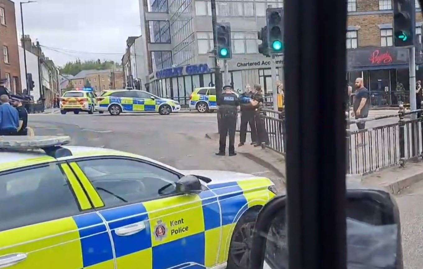 Emergency services at the junction of Star Hill and Rochester High Street. Picture: @timbobsquare on Twitter