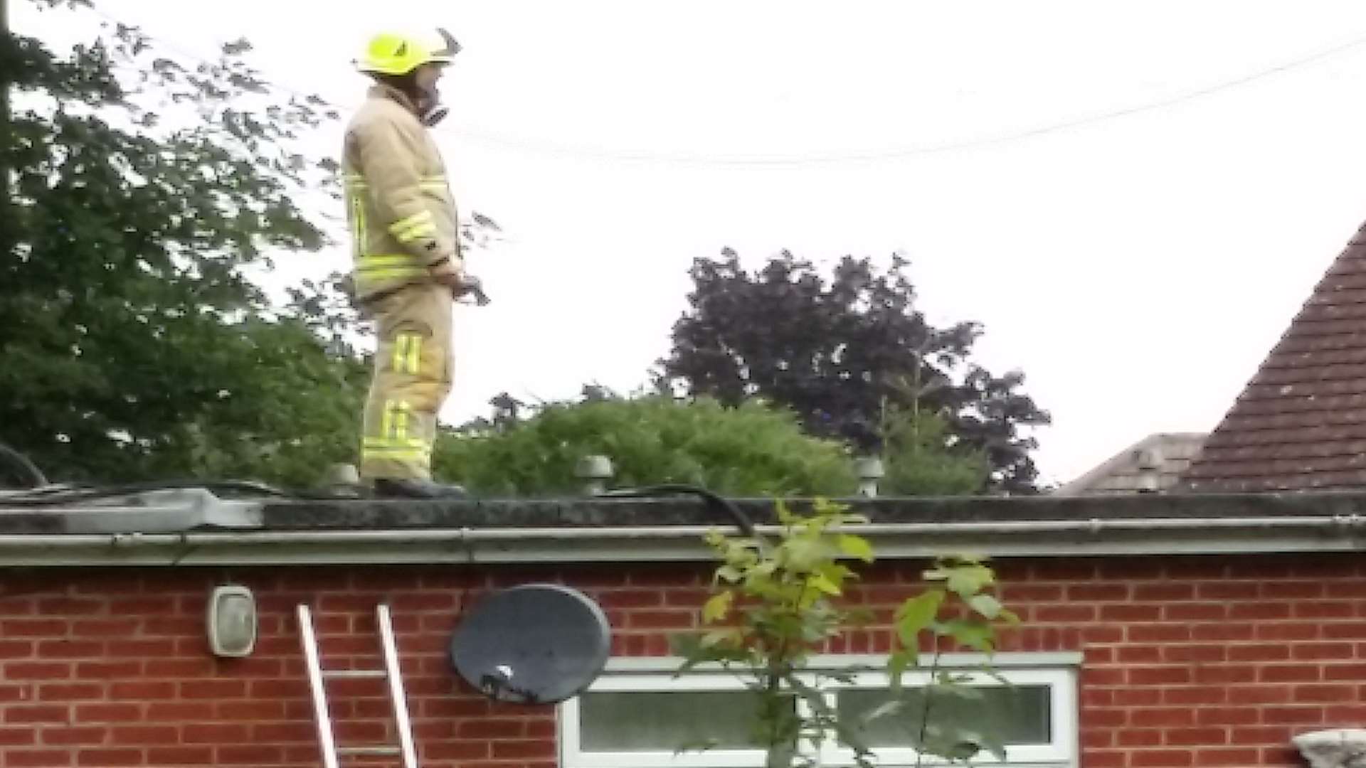 Fire officers dealing with the blaze