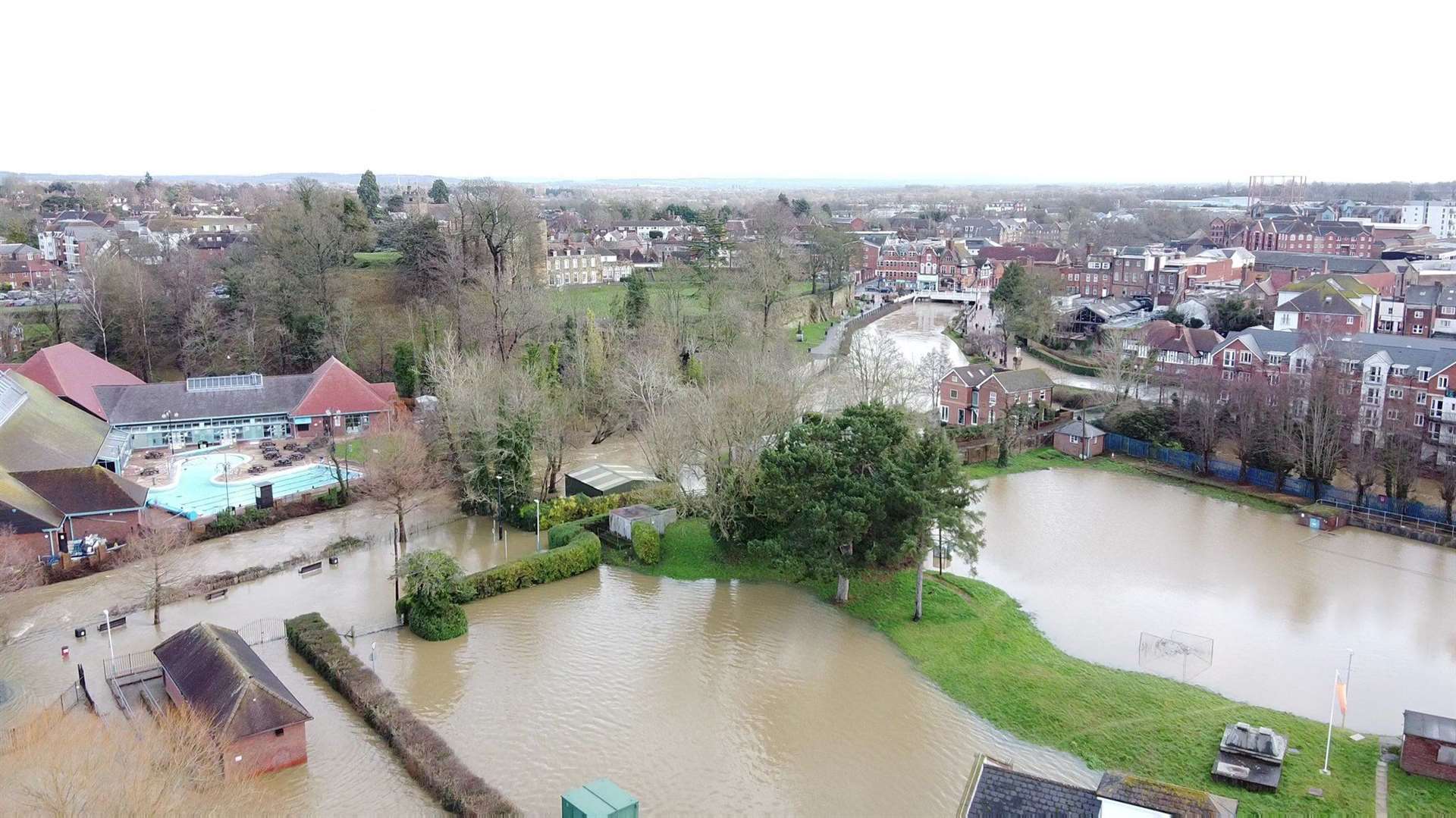 Tonbridge swimming pool and town centre, photographed on Sunday. Pic: Marcus Novius (Twitter: MNovius) (24919578)