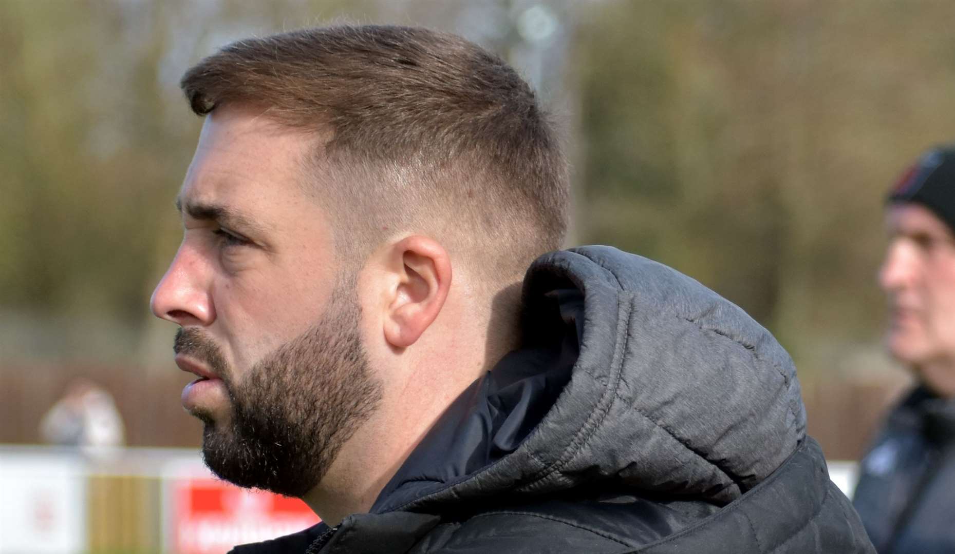 Faversham Town manager Sammy Moore watches on. Picture: Randolph File