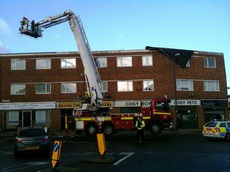 The roof of these shops in Swanscombe came off in high winds
