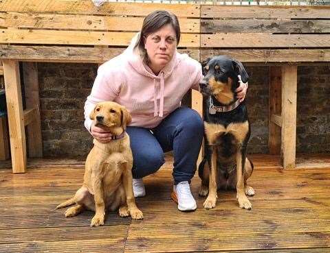 Nic Godfrey with her two dogs Ossie (left) and Soni (right). Picture: Nic Godfrey