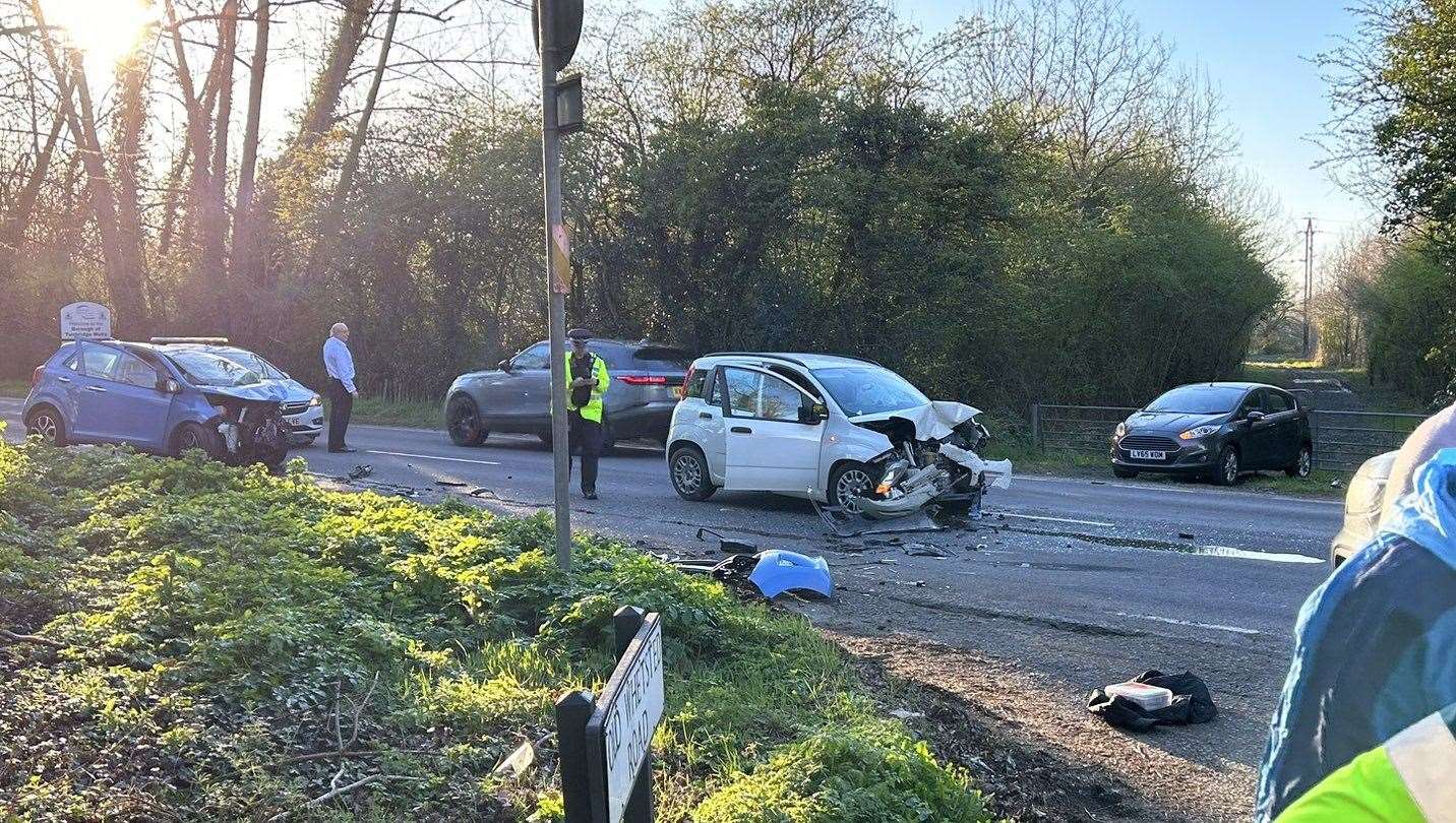 Three people were taken to hospital after the collision. Picture: @Shambles11