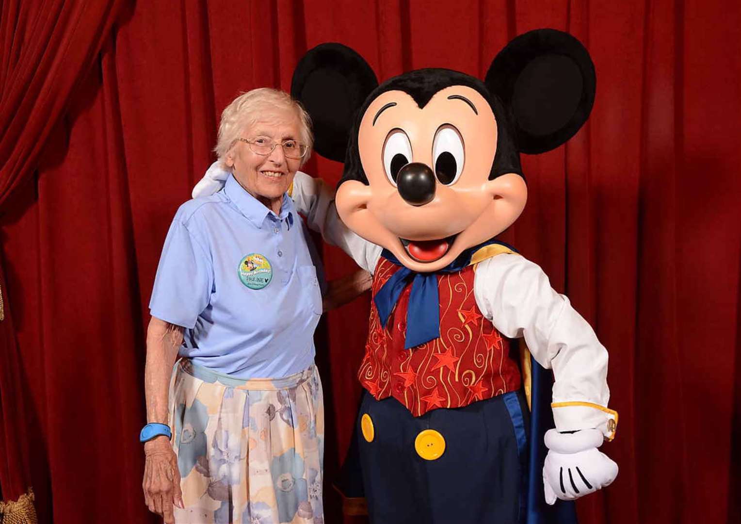 Pauline Polhill met Mickey Mouse when she was 89 (Family handout/PA)