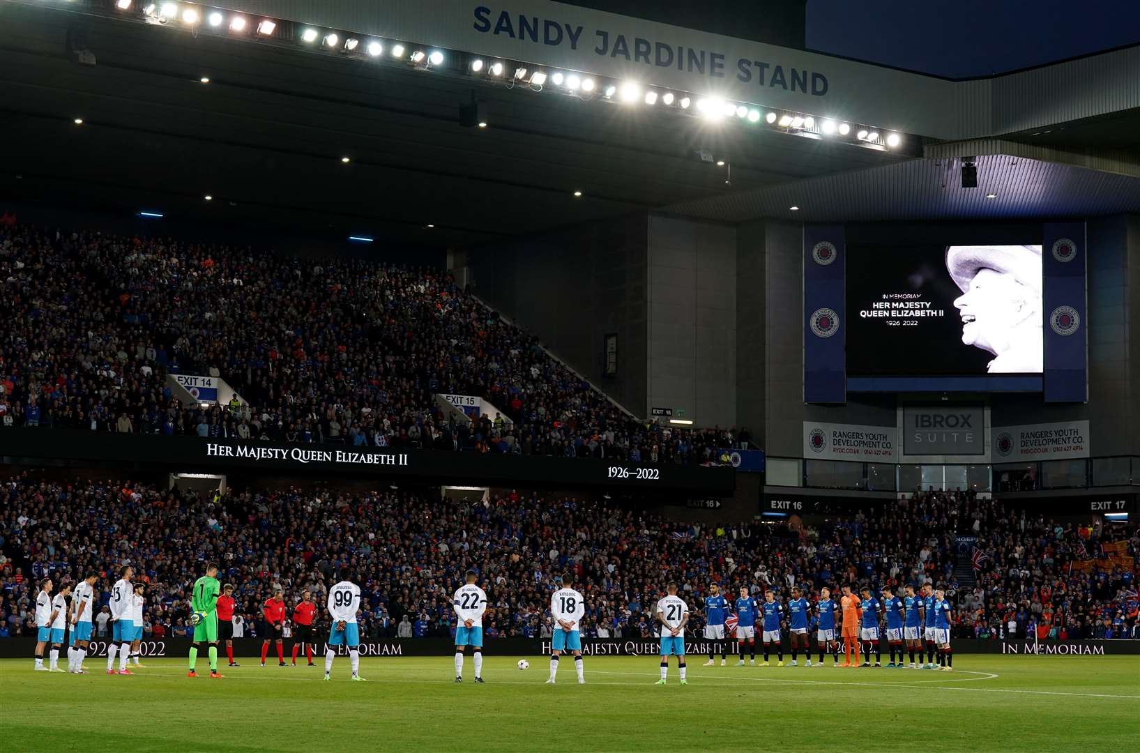 A minute’s silence was observed at Ibrox before kick-off (Andrew Milligan/PA)