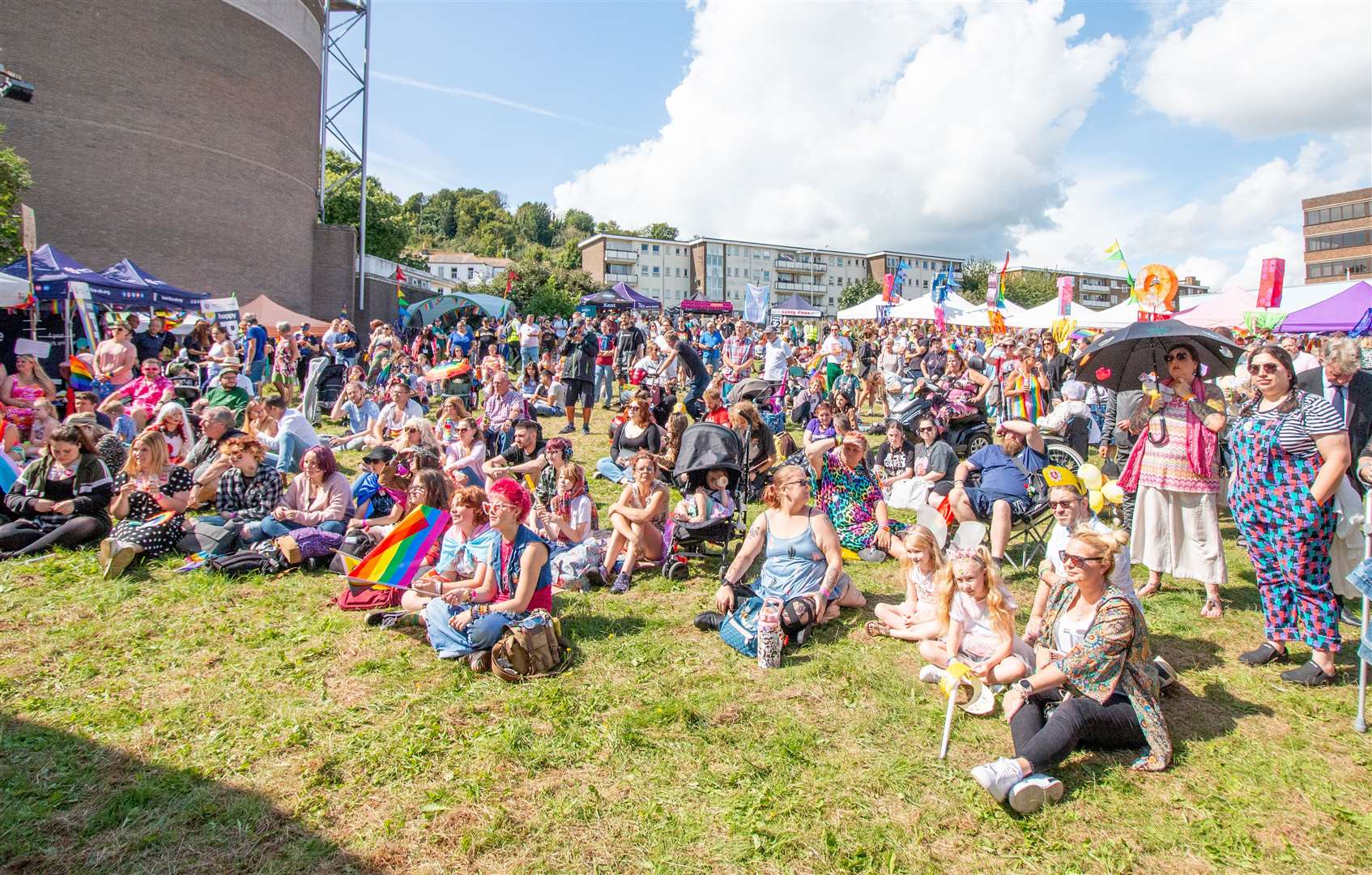 Crowds gathered at the main stage at the Roman lawn. Picture: David Goodson/Dover Pride