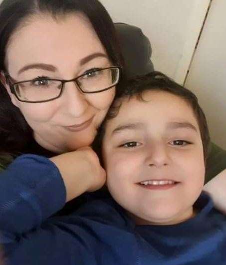 Emma Ben Moussa and her son Sammy, 7.