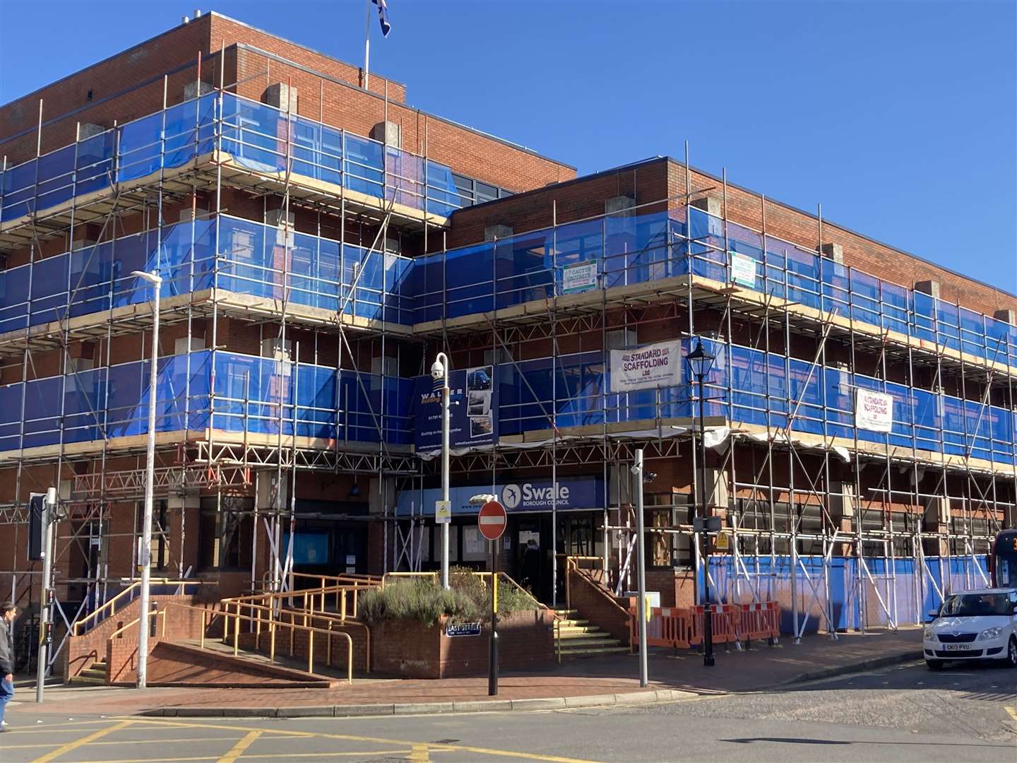 Swale House in East Street, Sittingbourne, with scaffolding during its £1.9m refurbishment