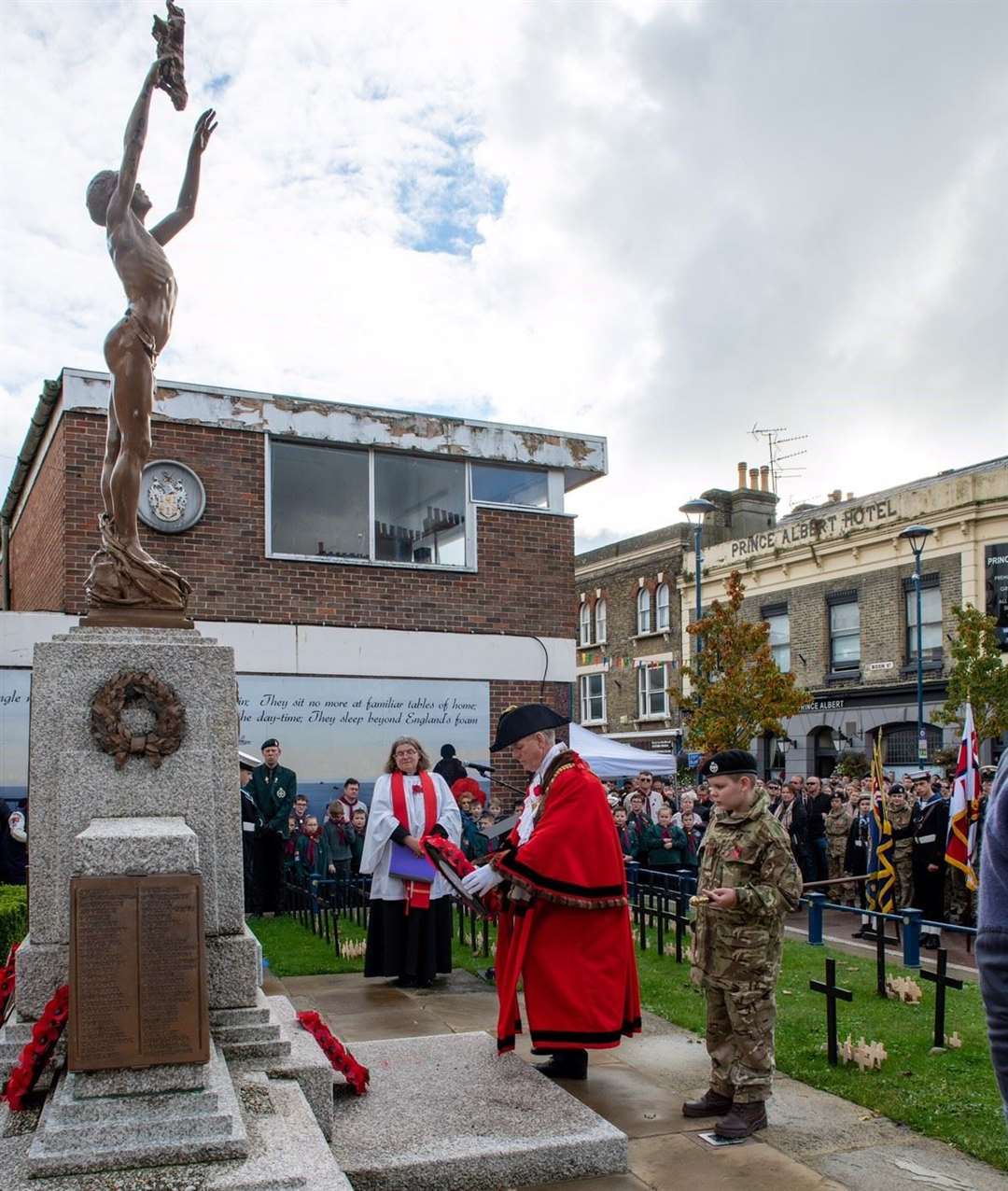 Mayor Gordon Cowan lays a wreath at the Dover Remembrance Sunday service. Picture: Dover Town Council