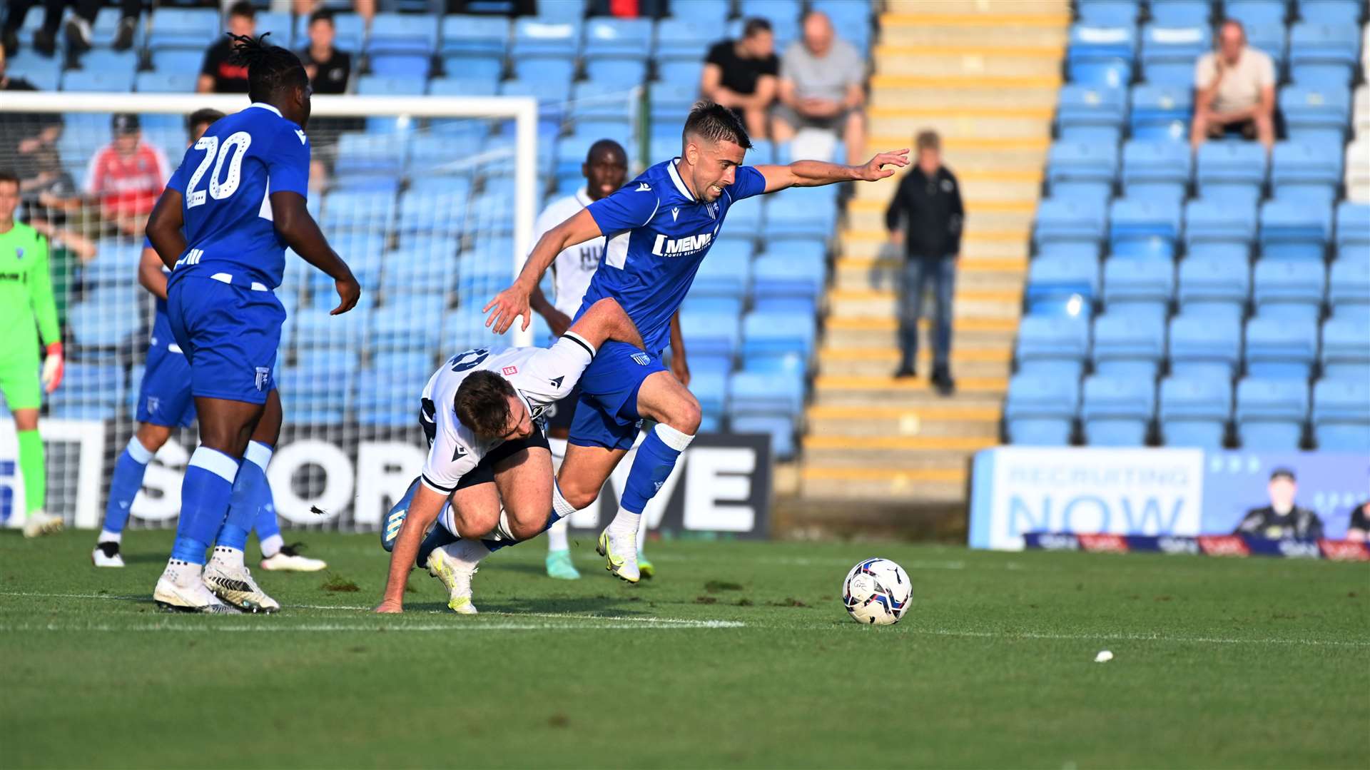 Gillingham's Olly Lee looks to get away from his man in Tuesday's match with Millwall Picture: Barry Goodwin