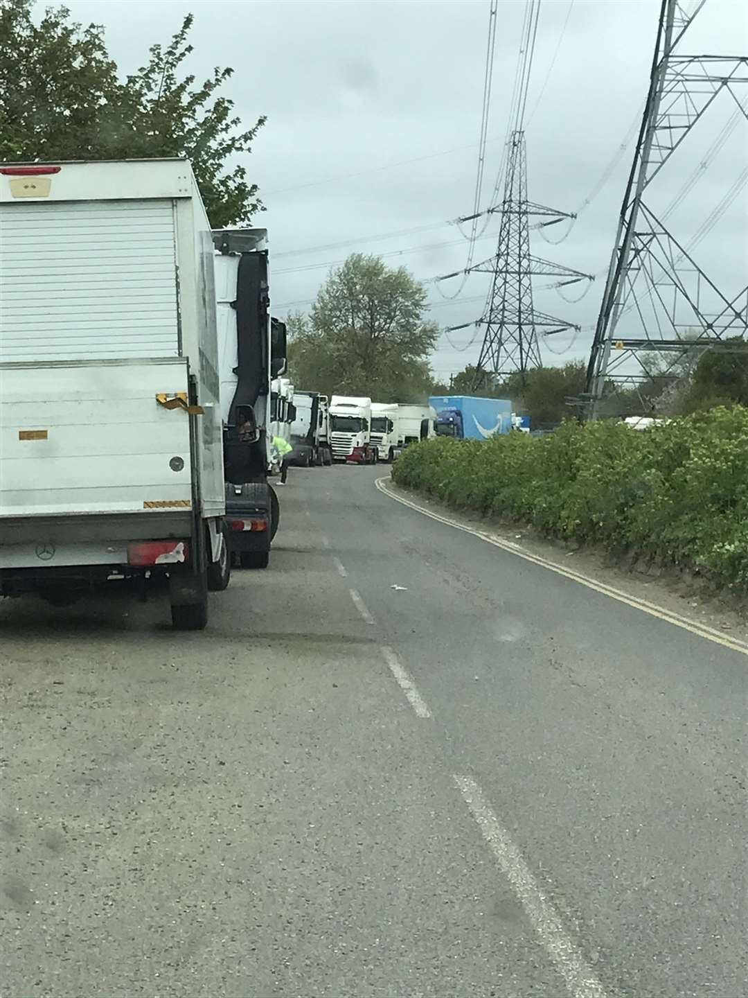 Up to 20 lorries have been seen blocking part of the roads in Hoo, near Rochester