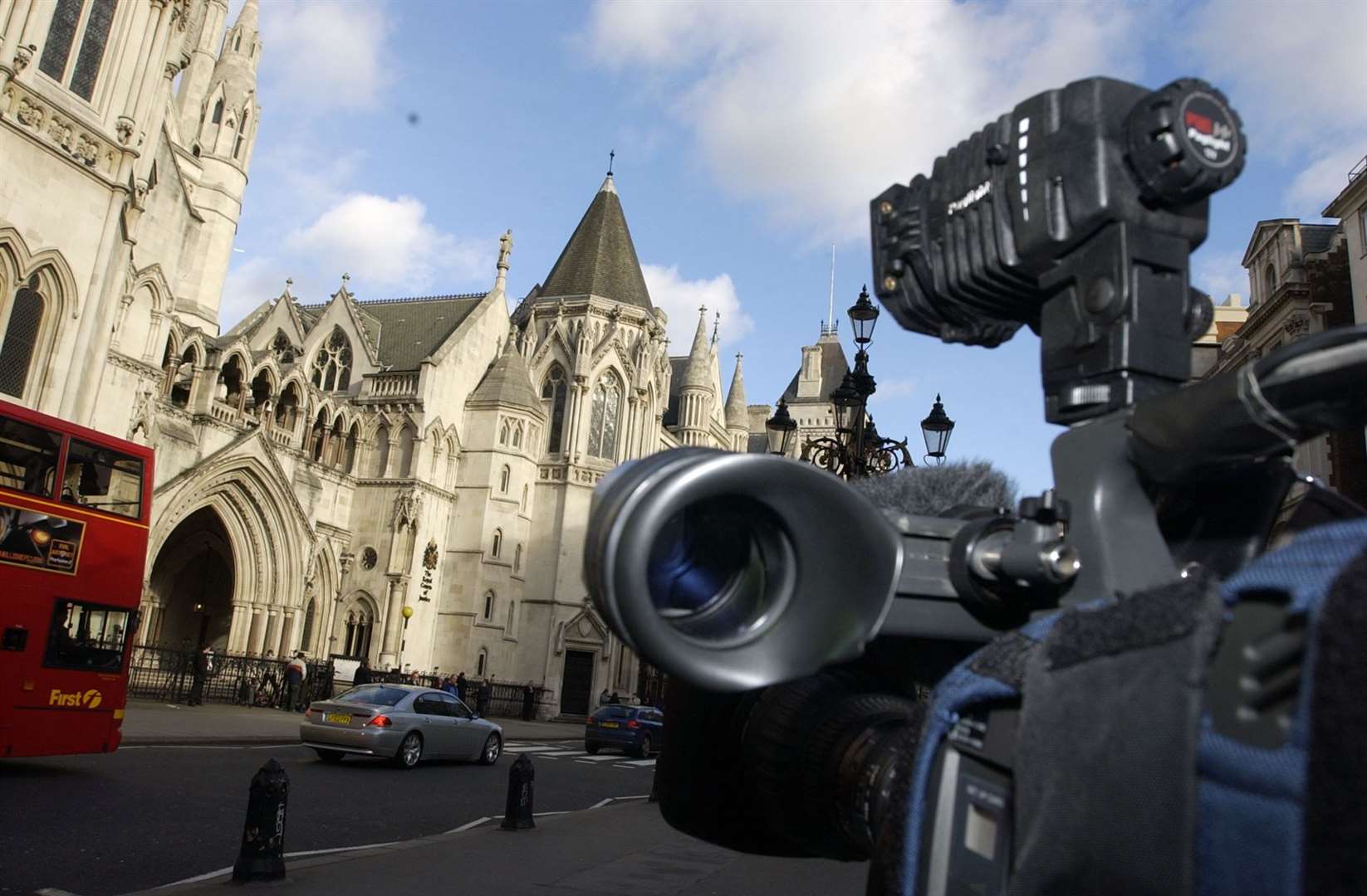 The media gathered outside the Royal Courts of Justice, London, in 2005