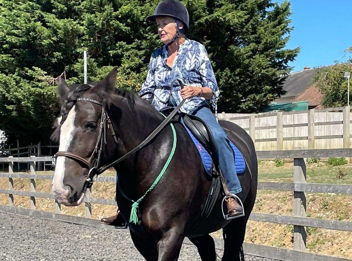 Lyn Broad, from Maidstone, achieved her dream of riding a horse. Picture: Wendy Pfeiffer